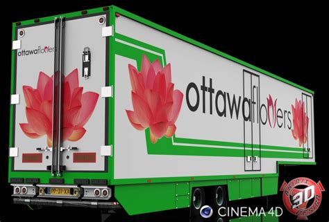 3D 2 Axles Flower Trailer | CGTrader