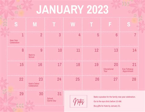 January 2023 Calendar Editable - Printable Template Calendar