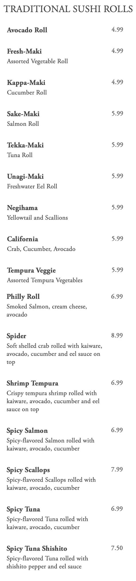 Kaze Sushi Bar And Grill menu – SLC menu