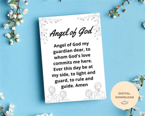 The Angel of God Prayer Card Digital Download - Etsy