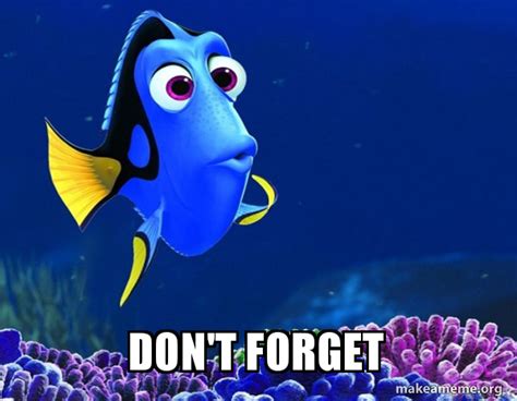 Don't forget - Dory from Nemo (5 second memory) Meme Generator