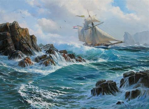 Large Ocean Painting by Alexander Shenderov Ocean Oil Painting - Etsy | Beach painting, Ocean ...