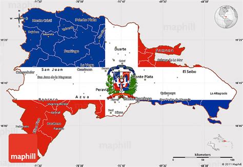 Flag Simple Map of Dominican Republic