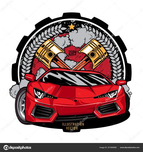 Logo Racing Red Car Graphic Design Illustration Template Stock Vector ...