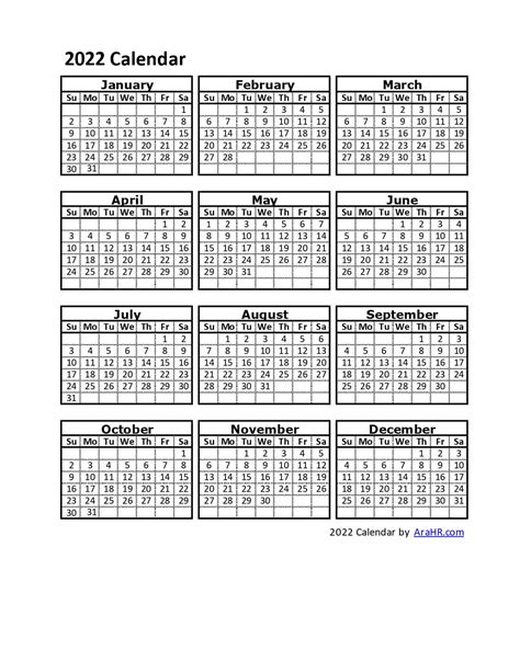 Excel 2022 Calendar Template