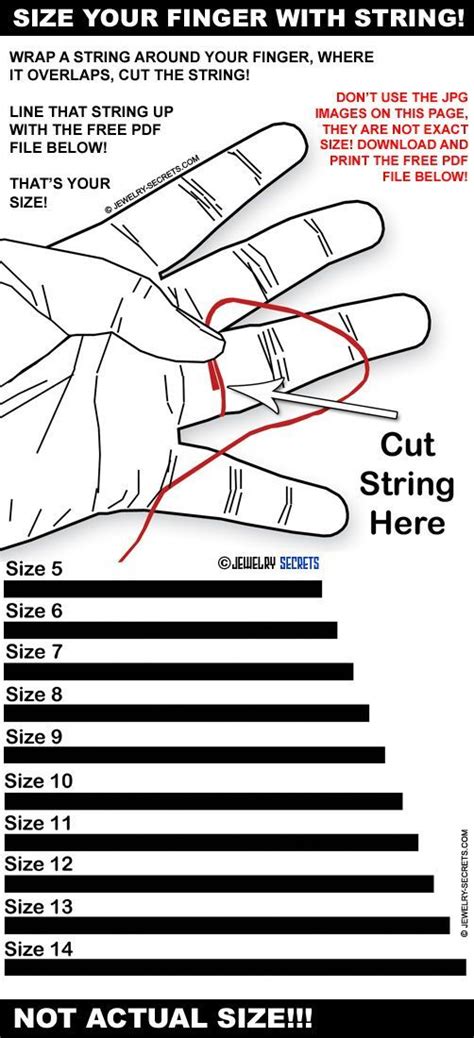 Free Printable Ring Finger Size Chart Jewelry Secrets Paper Ring Sizer ...