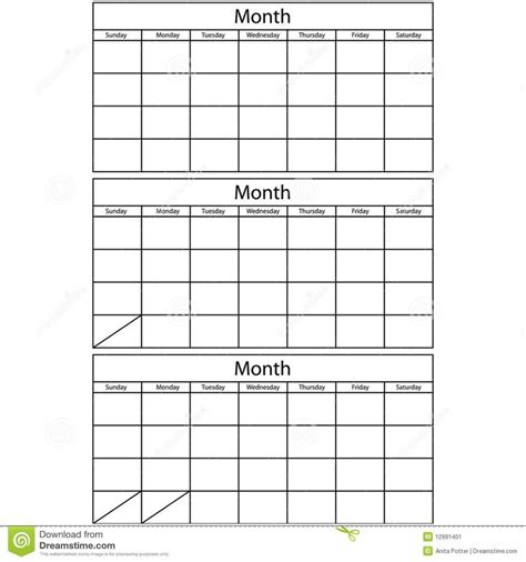 Three Month Calendar Template | Blank monthly calendar template ...