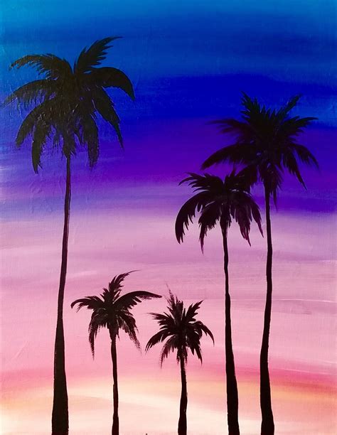 Sunset Palm Tree Painting 18 | Etsy