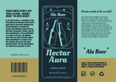 Free Linear Ale Beer Can Label template to customize