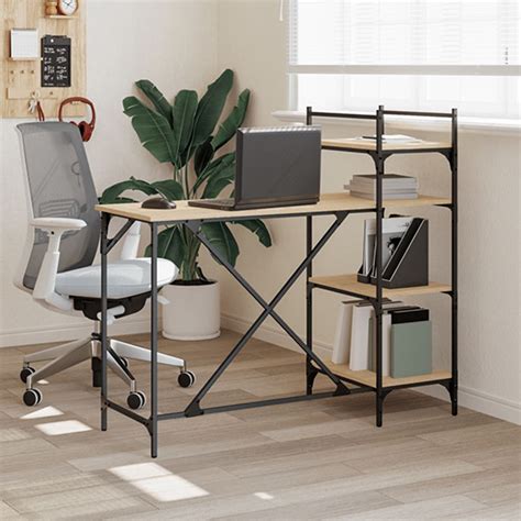 Pacific Wooden Computer Desk With Shelves In Sonoma Oak | Furniture in ...