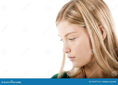 Young Blond Girl in Deep Thought Stock Photo - Image of close, isolated ...