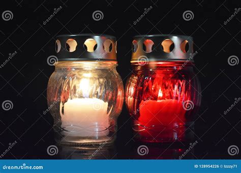 Grave Candles. All Saints Day Stock Photo - Image of cemetery, memorial: 128954226