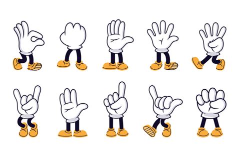 Cartoon characters hands with feet. Vector of cartoon By WinWin_artlab ...