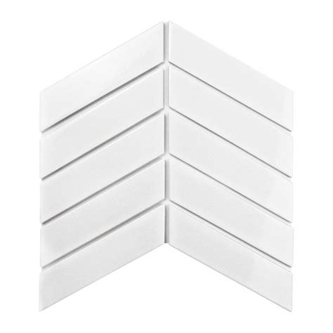 Chevron White Matt 31.8cm x 22.4cm Wall & Floor Mosaic