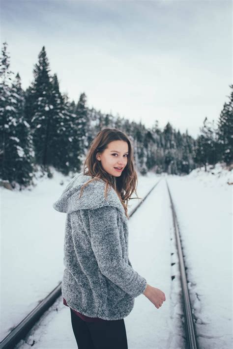 Brunette Women Model Young Woman Grey Jacket Jacket Looking Over ...