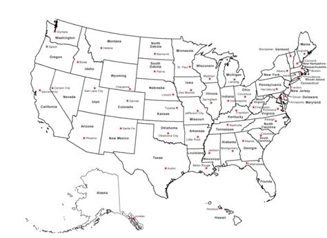 States And Capitals Map Printable For Kids