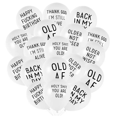 Sunbeauty 18PCS Over the Hill Abusive Balloons White Funny Old Age Birthday Balloons for ...