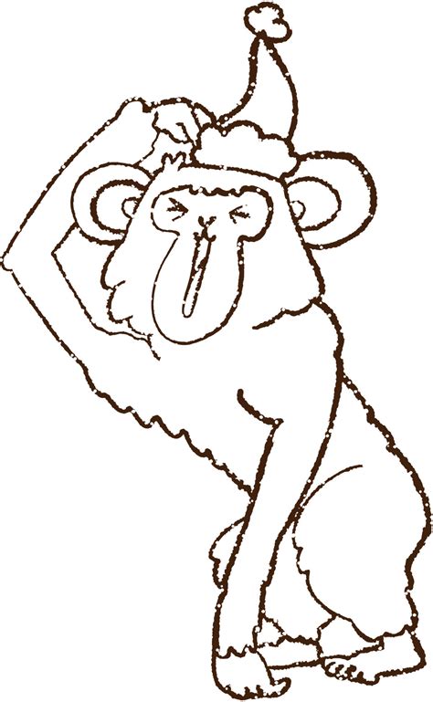 Christmas Monkey Charcoal Drawing 12262888 Vector Art at Vecteezy