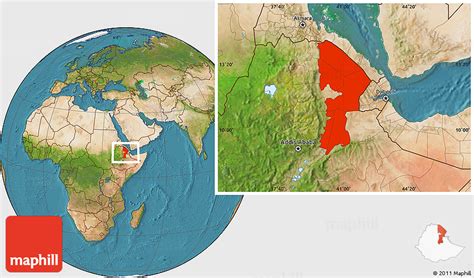 Satellite Location Map of Afar