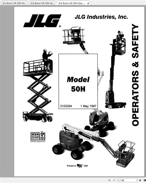 JLG Boom Lift 50H Operation, Service & Parts Manuals