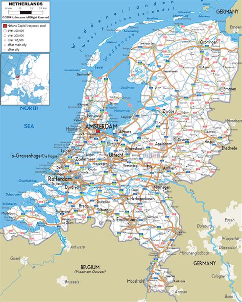 Road Map of Netherlands and - Ezilon Maps