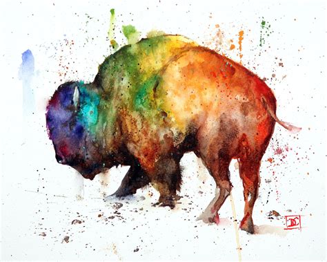 BUFFALO Watercolor Bison Painting by Dean Crouser | Etsy