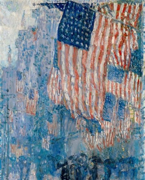 LARGE AMERICAN FLAG FLAGS AVENUE IN THE RAIN OIL PAINTING ART PRINT ...