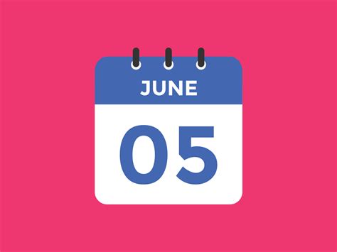 june 5 calendar reminder. 5th june daily calendar icon template ...