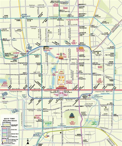 Beijing subway map with tourist attractions - Map of Beijing subway map ...