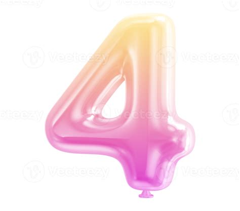 number 4 balloon in pink and purple 27256863 PNG