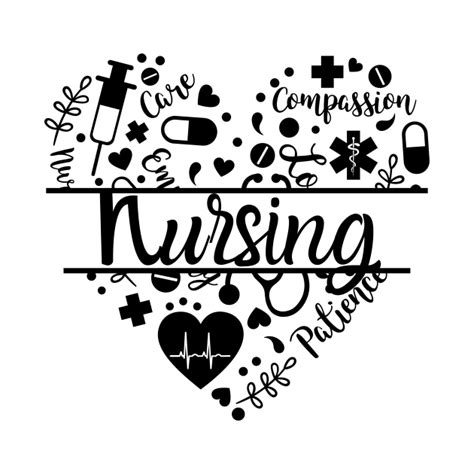 Nursing word art heart black text design - Nurse - Onesie | TeePublic