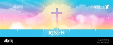 Christian religious design for Easter celebration. Narrow horizontal ...