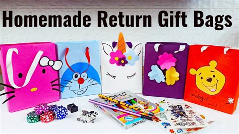 Homemade Return Gift Bags | Birthday Return Gift Ideas | DIY Return gift for kids | Return Gift ...