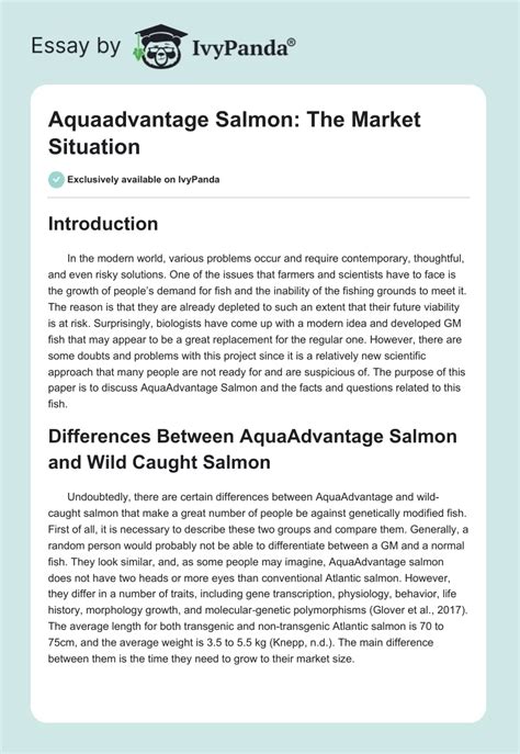 Aquaadvantage Salmon: The Market Situation - 2375 Words | Case Study ...