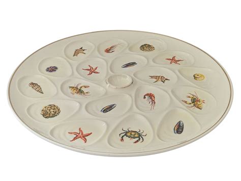 Large Ceramic Oyster Serving Platter with Seafood and Shellfish Transferware, Mid Century French ...