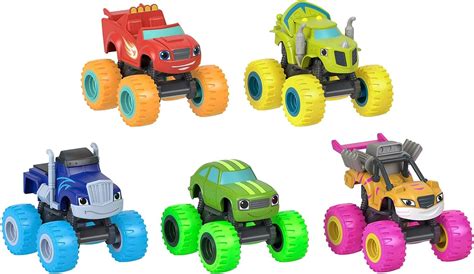 Amazon.com: Fisher-Price Blaze and The Monster Machines Toy Trucks Neon Wheels 5-Pack of Diecast ...