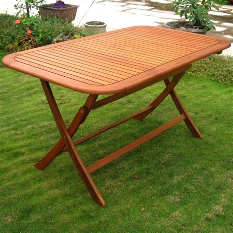 International Caravan Royal Tahiti Yellow Balau Rectangular Outdoor Folding Dining Table ...