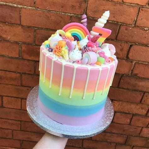 Pin by Celine BRUCKNER on 130 | Candy birthday cakes, Girl cakes, Unicorn themed cake