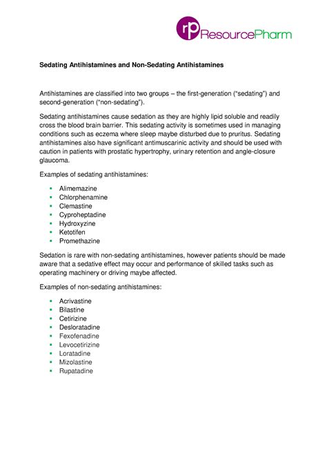 Sedating antihistamines and non sedating antihistamines - Sedating Antihistamines and Non ...