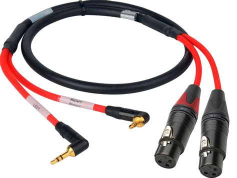 2-Channel Stereo 3.5mm Male to XLR Female Red Camera Audio Input Cable - 2-Foot