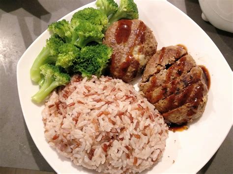 [Homemade] Japanese style hamburger steak with cheese inside, served with rice : r/food