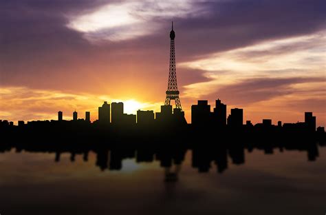 Paris France Sunset Skyline Photograph by Aged Pixel
