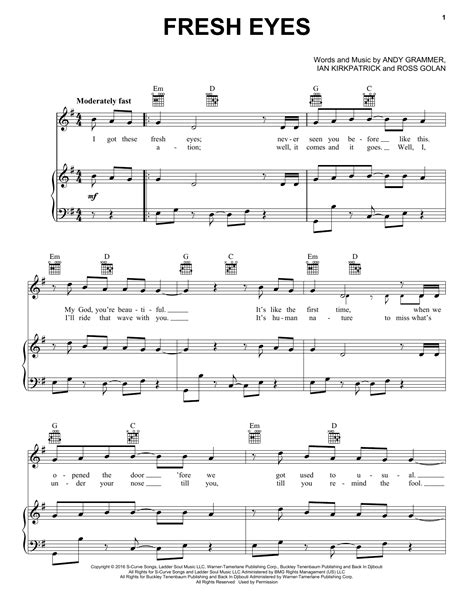 Andy Grammer - Fresh Eyes sheet music