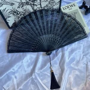 Black Lace Bamboo Hand Fan Wedding Black Lace Hand Fan - Etsy