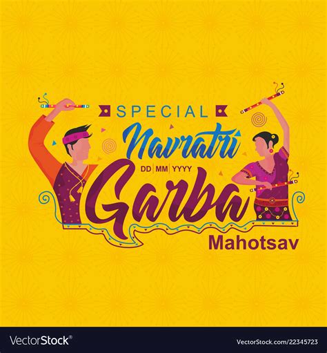 A couple navratri garba dance style logo template Vector Image