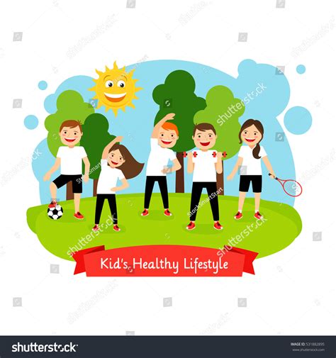 Kids Healthy Lifestyle Isolated Illustration Text Stock Vector (Royalty ...