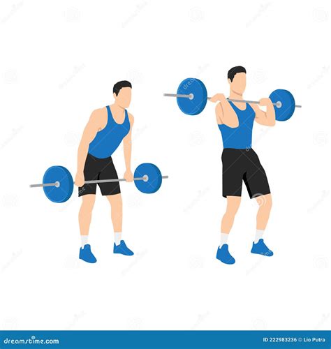 Man Doing Barbell Cleans,Clean and Jerk Exercise. Stock Vector - Illustration of body, back ...