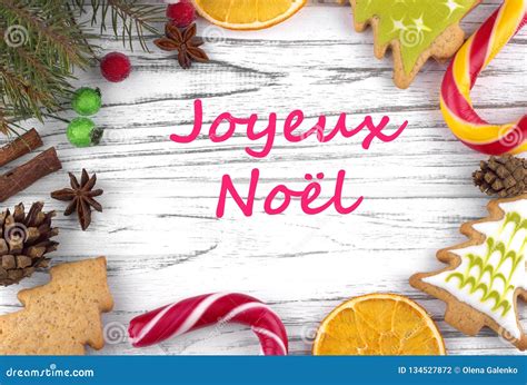 Greeting Card with Text Merry Christmas in French Stock Photo - Image of pattern, text: 134527872