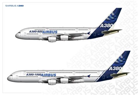 Airbus A380-800 and A380-1000 vision comparing by Leikoo on DeviantArt