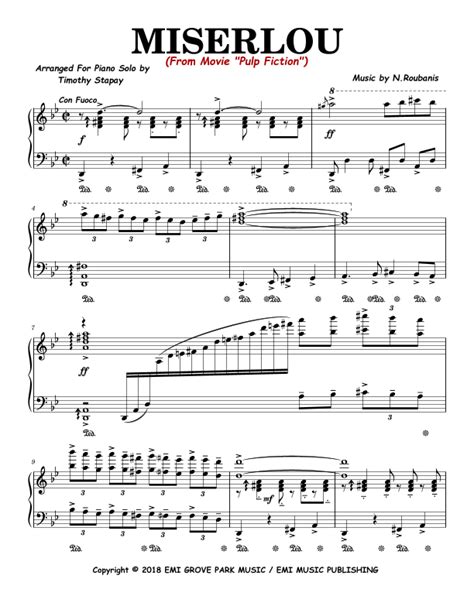 Misirlou (instr & Original Greek Lyr Version) (arr. Timothy Stapay) by N Roubanis Sheet Music ...